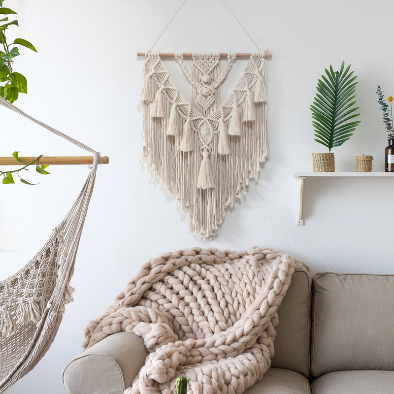 Handwoven Boho Macrame Wall Hanging Tapestry for Home Decor