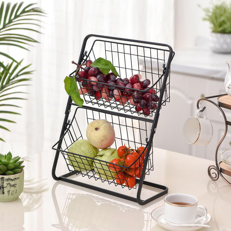 2-Tier Stainless Steel Fruit Basket & Kitchen Counter Storage Rack