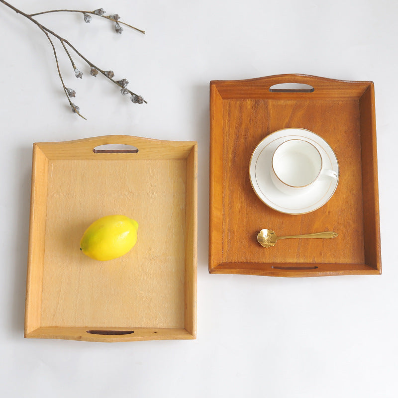 Rustic Wooden Serving Tray for Tea, Fruit & Farmhouse Home Decor