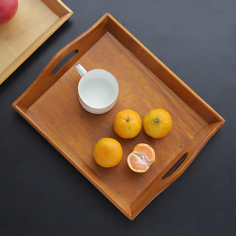Rustic Wooden Serving Tray for Tea, Fruit & Farmhouse Home Decor