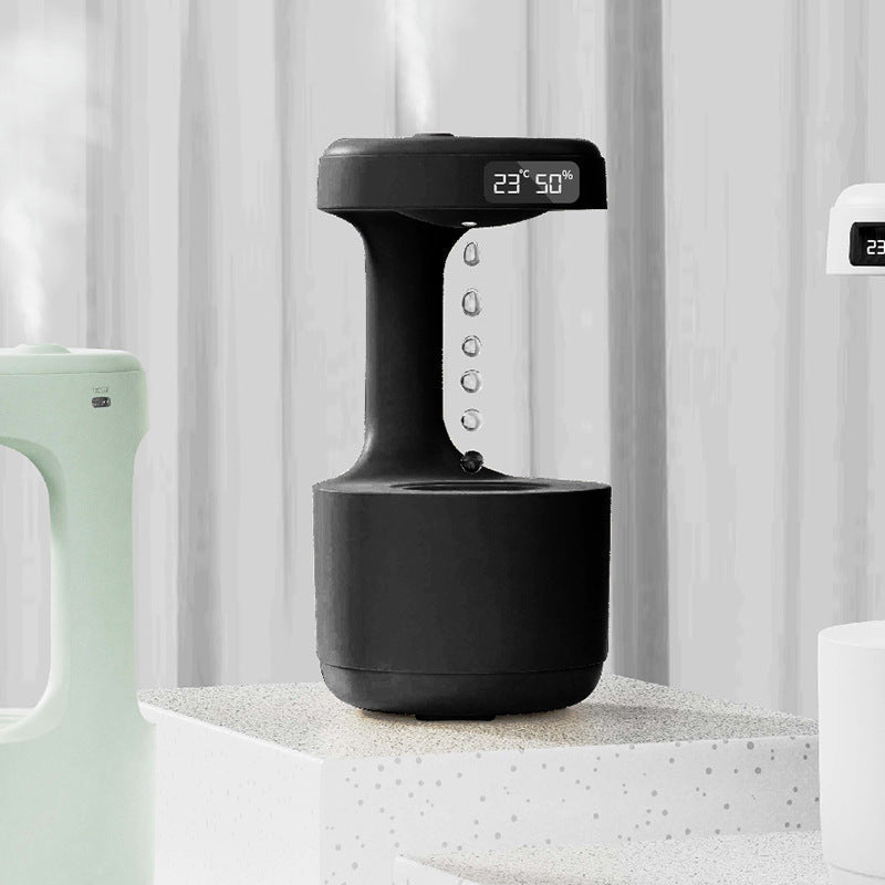 Anti-Gravity Water Drop Humidifier & Aroma Diffuser with Clock