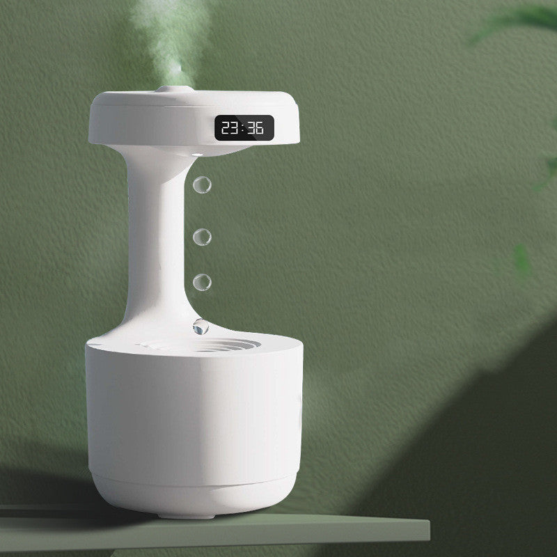 Anti-Gravity Water Drop Humidifier & Aroma Diffuser with Clock