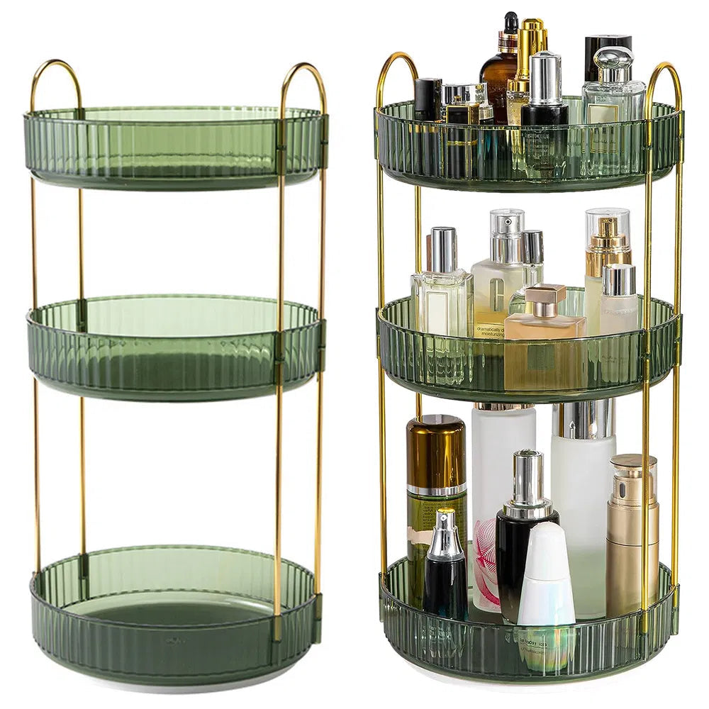 360° Rotating 3-Tier Makeup Organizer for Perfume & Skincare