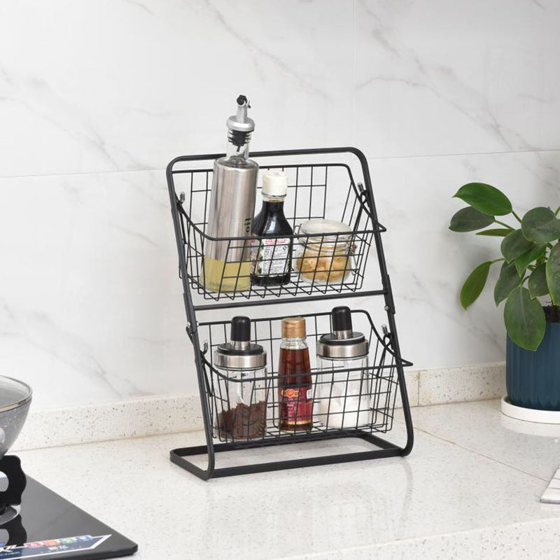 2-Tier Stainless Steel Fruit Basket & Kitchen Counter Storage Rack