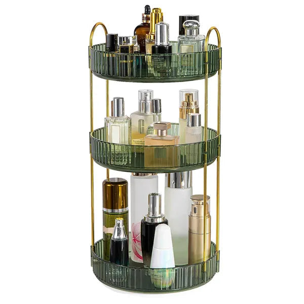 360° Rotating 3-Tier Makeup Organizer for Perfume & Skincare