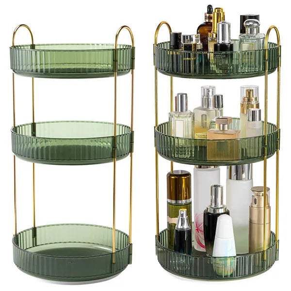 360° Rotating 3-Tier Makeup Organizer for Perfume & Skincare
