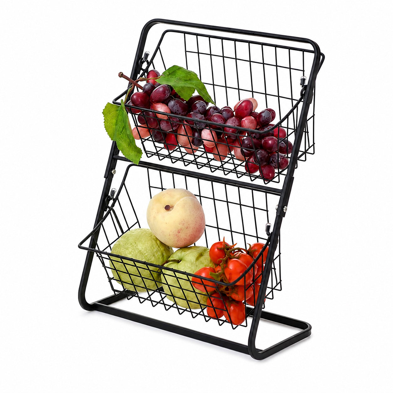 2-Tier Stainless Steel Fruit Basket & Kitchen Counter Storage Rack