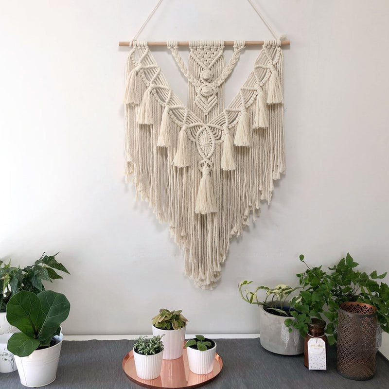 Handwoven Boho Macrame Wall Hanging Tapestry for Home Decor